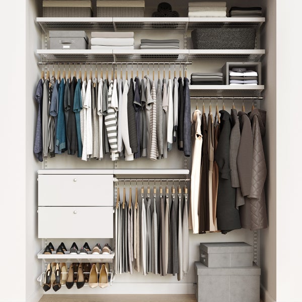 Elfa Décor 6' Graphite & Birch Reach-In Drawer Front Closet